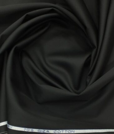 Birla Century Men's Jet Black 70's Giza Cotton Solid Shirt Fabric (1.60 M)