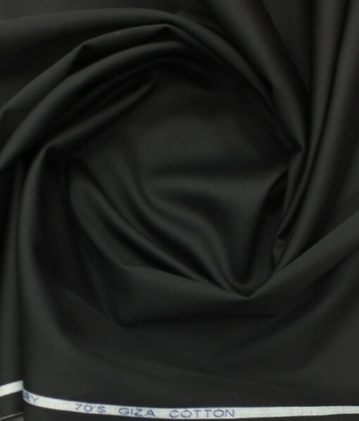 Birla Century Men's Jet Black 70's Giza Cotton Solid Shirt Fabric (1.60 M)