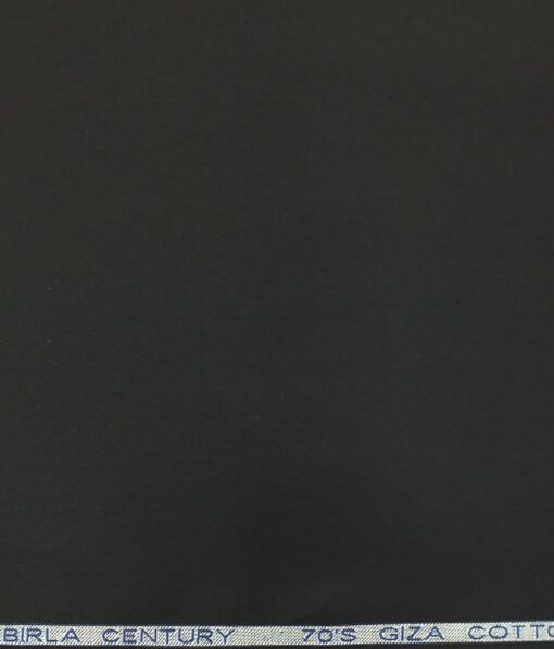Birla Century Men's Jet Black 70's Giza Cotton Solid Shirt Fabric (1.60 M)