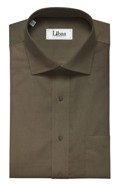 Bombay Rayon Men's Coffee Brown 100% Cotton Satin Weave Shirt Fabric (1.60 M)