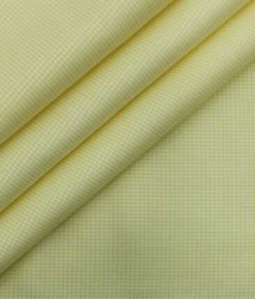 Bombay Rayon Men's Lemon Yellow 100% Cotton Structured Check Shirt Fabric (1.60 M)