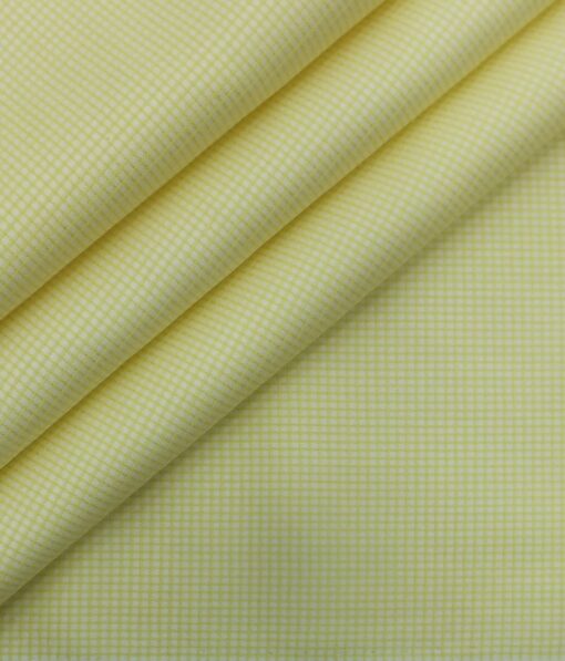 Bombay Rayon Men's Lemon Yellow 100% Cotton Structured Check Shirt Fabric (1.60 M)