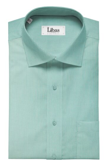 Bombay Rayon Men's Sea Green 100% Cotton Micro Checks Shirt Fabric (1.60 M)