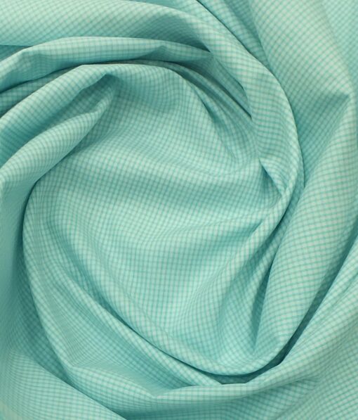 Bombay Rayon Men's Sea Green 100% Cotton Micro Checks Shirt Fabric (1.60 M)