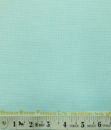 Bombay Rayon Men's Sea Green 100% Cotton Micro Checks Shirt Fabric (1.60 M)