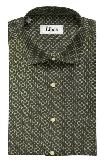 Cadini by Siyaram's Men's Black & Beige 100% Cotton Printed Shirt Fabric (1.60 M)