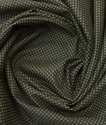 Cadini by Siyaram's Men's Black & Beige 100% Cotton Printed Shirt Fabric (1.60 M)