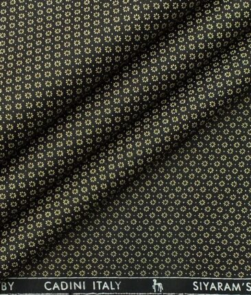 Cadini by Siyaram's Men's Black & Beige 100% Cotton Printed Shirt Fabric (1.60 M)