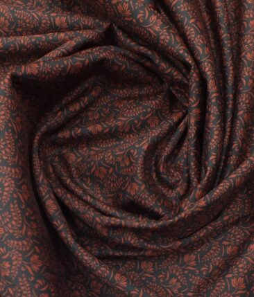 Cadini by Siyaram's Men's Black & Red 100% Cotton Damask Print Shirt Fabric (1.60 M)