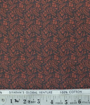Cadini by Siyaram's Men's Black & Red 100% Cotton Damask Print Shirt Fabric (1.60 M)