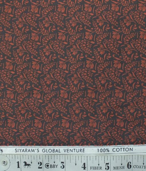Cadini by Siyaram's Men's Black & Red 100% Cotton Damask Print Shirt Fabric (1.60 M)