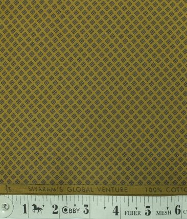 Cadini by Siyaram's Men's Dijon Yellow & Blue 100% Cotton Printed Shirt Fabric (1.60 M)
