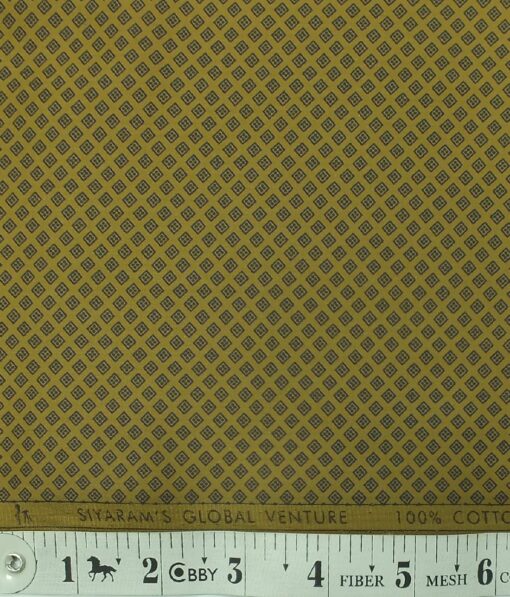 Cadini by Siyaram's Men's Dijon Yellow & Blue 100% Cotton Printed Shirt Fabric (1.60 M)