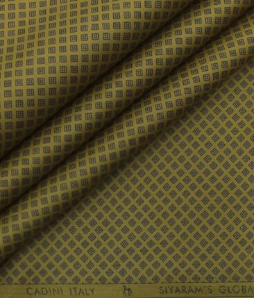 Cadini by Siyaram's Men's Dijon Yellow & Blue 100% Cotton Printed Shirt Fabric (1.60 M)