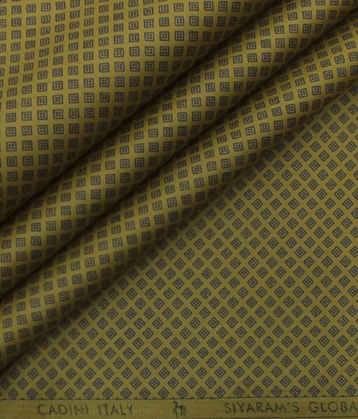 Cadini by Siyaram's Men's Dijon Yellow & Blue 100% Cotton Printed Shirt Fabric (1.60 M)
