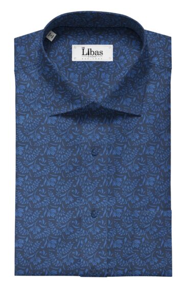 Cadini by Siyaram's Men's Dark Royal Blue 100% Cotton Damask Print Shirt Fabric (1.60 M)
