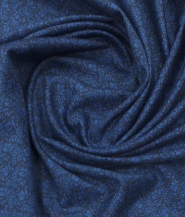 Cadini by Siyaram's Men's Dark Royal Blue 100% Cotton Damask Print Shirt Fabric (1.60 M)