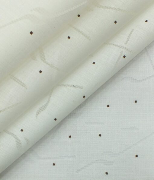 Raymond Dark Brown Checks Trouser Fabric With Exquisite Cream Brasso Cotton Blend Shirt Fabric (Unstitched)
