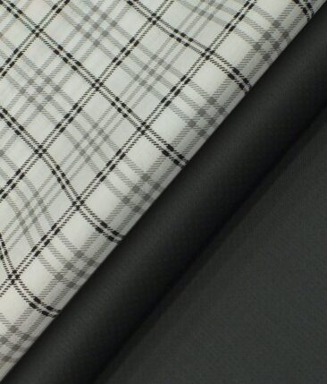 Raymond Black Structured Trouser Fabric With Exquisite White & Black Checks Shirt Fabric (Unstitched)