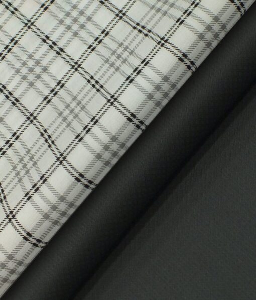 Raymond Black Structured Trouser Fabric With Exquisite White & Black Checks Shirt Fabric (Unstitched)