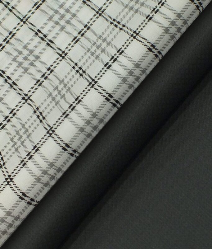 Raymond Black Structured Trouser Fabric With Exquisite White & Black Checks Shirt Fabric (Unstitched)