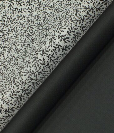 Raymond Black Structured Trouser Fabric With Exquisite White & Black Printed Shirt Fabric (Unstitched)
