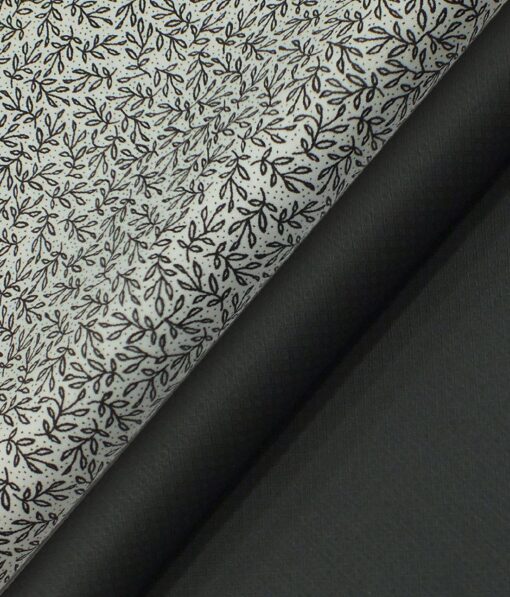 Raymond Black Structured Trouser Fabric With Exquisite White & Black Printed Shirt Fabric (Unstitched)