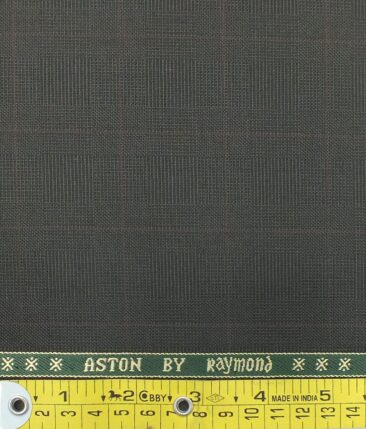 Raymond Dark Brown Checks Trouser Fabric With Exquisite Beige Khadi Look Printed Shirt Fabric (Unstitched)