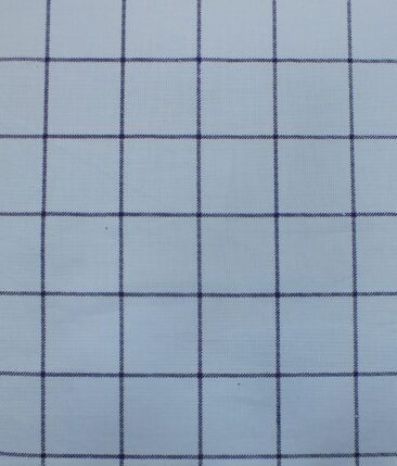 Raymond Dark Navy Blue Checks Trouser Fabric With Exquisite Sky Blue Broad Checks Printed Shirt Fabric (Unstitched)