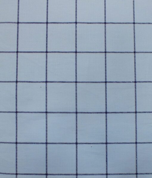 Raymond Dark Navy Blue Checks Trouser Fabric With Exquisite Sky Blue Broad Checks Printed Shirt Fabric (Unstitched)