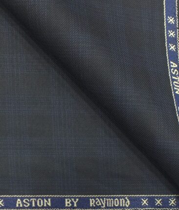 Raymond Dark Navy Blue Checks Trouser Fabric With Exquisite Sky Blue Broad Checks Printed Shirt Fabric (Unstitched)