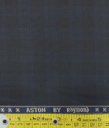 Raymond Dark Navy Blue Checks Trouser Fabric With Exquisite Sky Blue Broad Checks Printed Shirt Fabric (Unstitched)