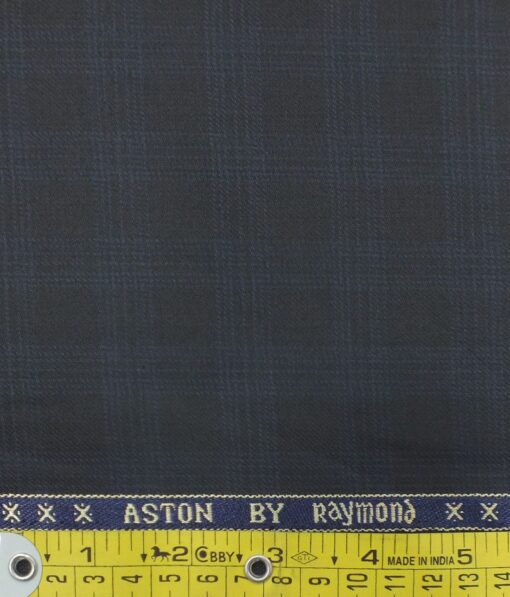 Raymond Dark Navy Blue Checks Trouser Fabric With Exquisite Sky Blue Broad Checks Printed Shirt Fabric (Unstitched)