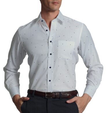 Raymond Blackish Navy Blue Structured Checks Trouser Fabric With Exquisite White Brasso Cotton Blend Shirt Fabric (Unstitched)