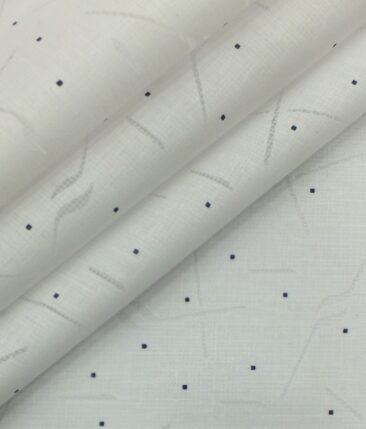 Raymond Blackish Navy Blue Structured Checks Trouser Fabric With Exquisite White Brasso Cotton Blend Shirt Fabric (Unstitched)