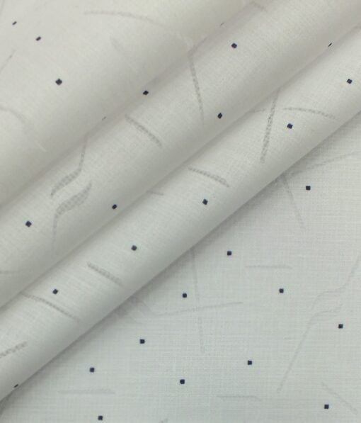 Raymond Blackish Navy Blue Structured Checks Trouser Fabric With Exquisite White Brasso Cotton Blend Shirt Fabric (Unstitched)