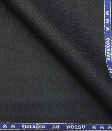 Raymond Blackish Navy Blue Structured Checks Trouser Fabric With Exquisite White Brasso Cotton Blend Shirt Fabric (Unstitched)