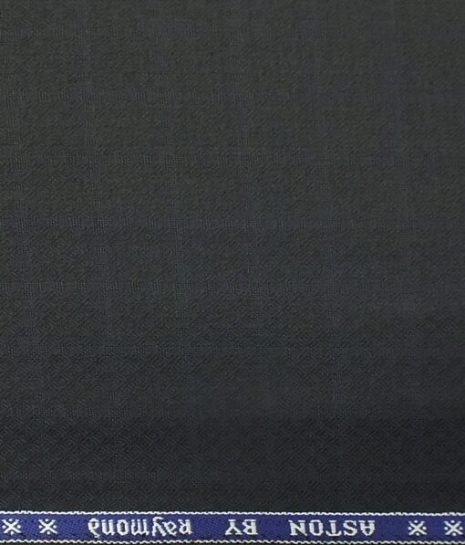 Raymond Blackish Navy Blue Structured Checks Trouser Fabric With Exquisite White Brasso Cotton Blend Shirt Fabric (Unstitched)