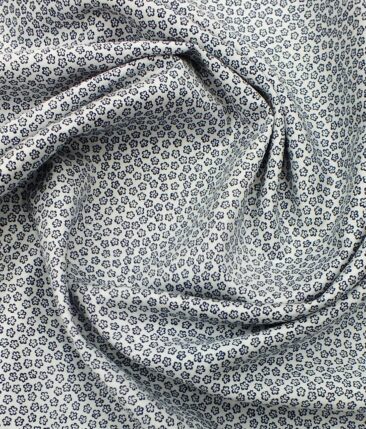 Raymond Dark Navy Blue Checks Trouser Fabric With Bombay Rayon White Floral Printed Shirt Fabric (Unstitched)
