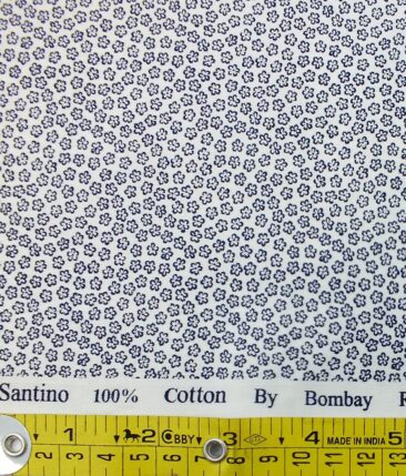 Raymond Dark Navy Blue Checks Trouser Fabric With Bombay Rayon White Floral Printed Shirt Fabric (Unstitched)