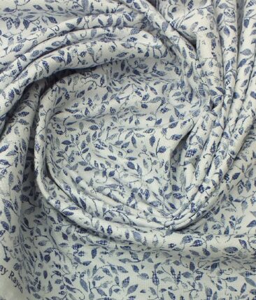 Raymond Royal Blue Structured Trouser Fabric With Bombay Rayon White base Blue Floral Print Shirt Fabric (Unstitched)
