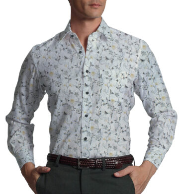 Raymond Worsted Grey Self Design Trouser Fabric With Cadini by Siyaram's White & Grey Floral Print Shirt Fabric (Unstitched)