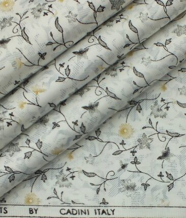 Raymond Worsted Grey Self Design Trouser Fabric With Cadini by Siyaram's White & Grey Floral Print Shirt Fabric (Unstitched)