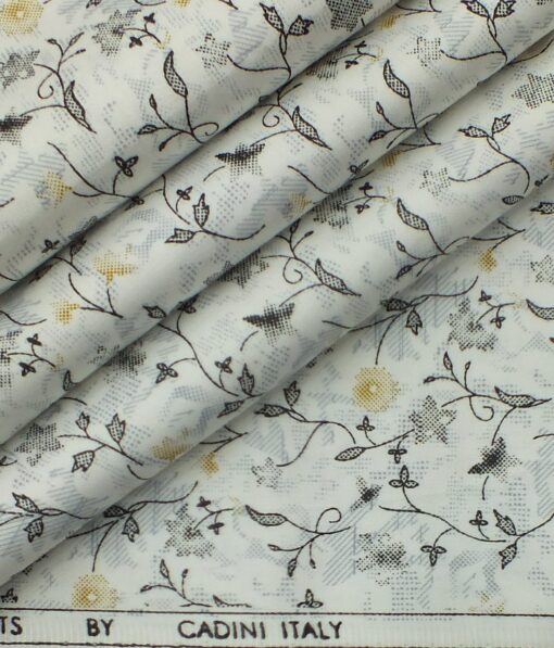 Raymond Worsted Grey Self Design Trouser Fabric With Cadini by Siyaram's White & Grey Floral Print Shirt Fabric (Unstitched)