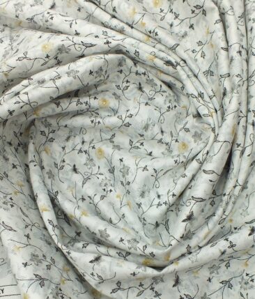 Raymond Worsted Grey Self Design Trouser Fabric With Cadini by Siyaram's White & Grey Floral Print Shirt Fabric (Unstitched)
