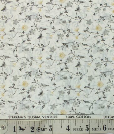 Raymond Worsted Grey Self Design Trouser Fabric With Cadini by Siyaram's White & Grey Floral Print Shirt Fabric (Unstitched)