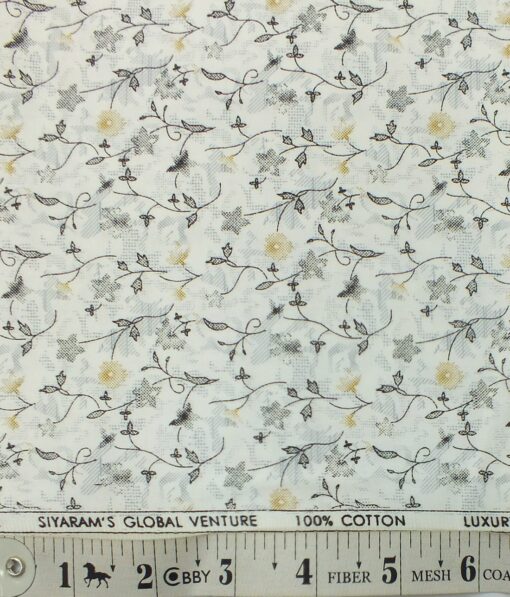 Raymond Worsted Grey Self Design Trouser Fabric With Cadini by Siyaram's White & Grey Floral Print Shirt Fabric (Unstitched)