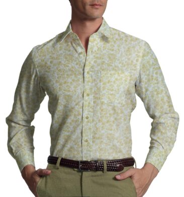 Raymond Beige Structured Trouser Fabric With Exquisite White base Beige Floral Print Shirt Fabric (Unstitched)