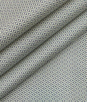Raymond Dark Royal Blue Structured Trouser Fabric With Exquisite White base Blue Printed Shirt Fabric (Unstitched)