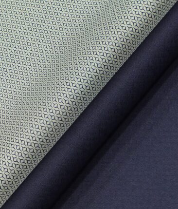 Raymond Dark Royal Blue Structured Trouser Fabric With Exquisite White base Blue Printed Shirt Fabric (Unstitched)